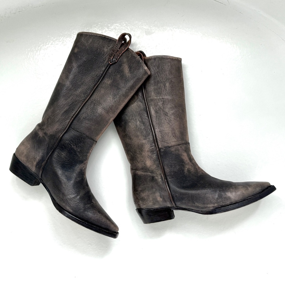 We The Free People Maverick Distressed Tall Boot in Washed Black sz 7 US | 37 EU